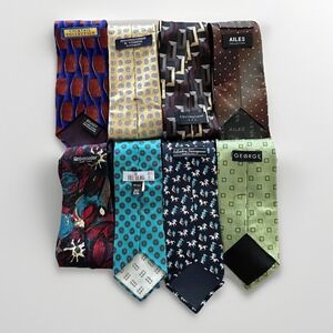 Lot of 8 Men's Necktie Ties Cocktail, Roundtree, Covington,‎ Ailes, George, Etc.